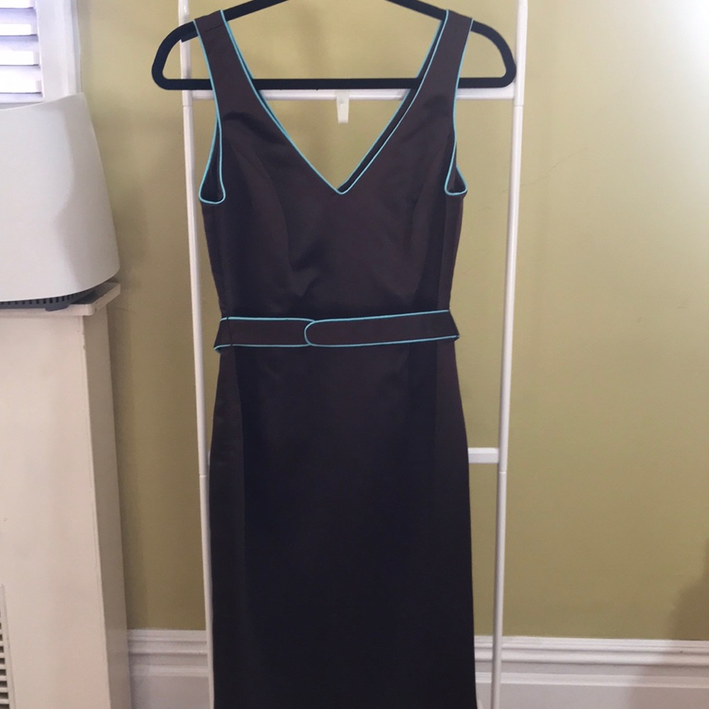 Brown with Turquoise Trim dress with belt
